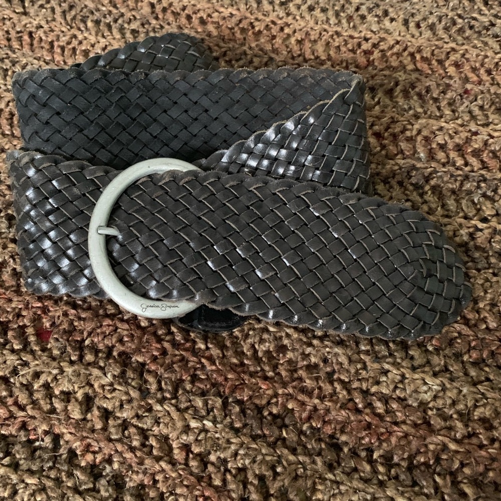 Jessica Simpson wide woven leather belt
